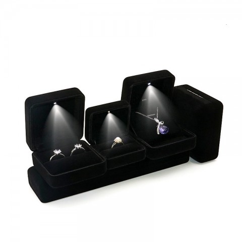 Luxury Flannel LED Jewelry Box for Women with Velvet Interior & Romantic Lighting - Wedding Gift
