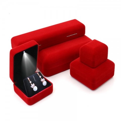 Luxury Flannel LED Jewelry Box for Women with Velvet Interior & Romantic Lighting - Wedding Gift