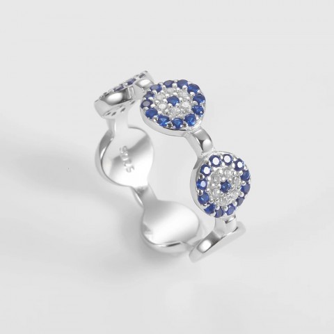 Sterling Silver Blue Zircon Stackable Rings for Women