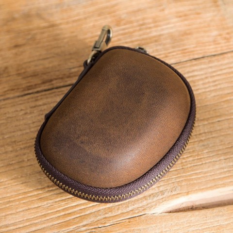 Retro Cow Leather Women's Sunglasses Case - Portable Folding Travel Pack Pouch