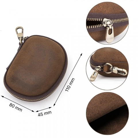 Retro Cow Leather Women's Sunglasses Case - Portable Folding Travel Pack Pouch
