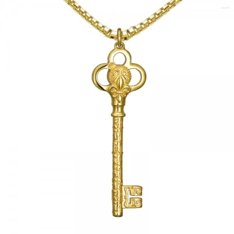 VANAXIN Women's Golden Crown Pendant Necklace Key Charms Jewelry for Gift