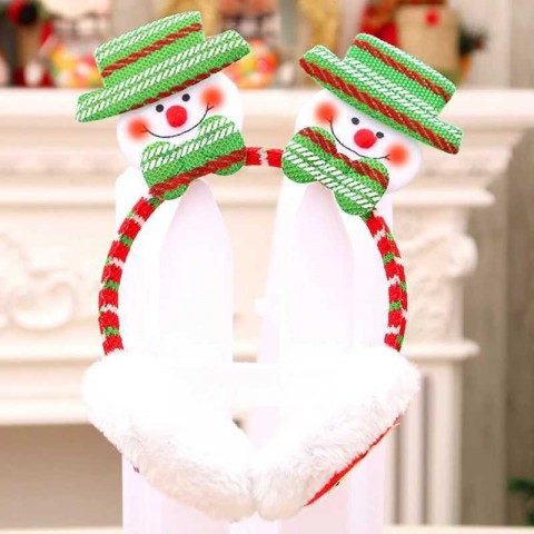 Snowman Santa Earrings & Soft Cowhide Headbands for Girls