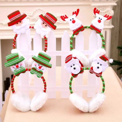 Snowman Santa Earrings & Soft Cowhide Headbands for Girls