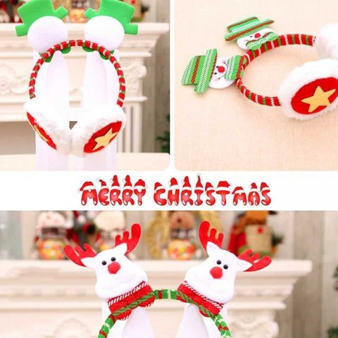 Snowman Santa Earrings & Soft Cowhide Headbands for Girls