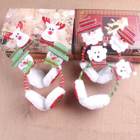 Snowman Santa Earrings & Soft Cowhide Headbands for Girls