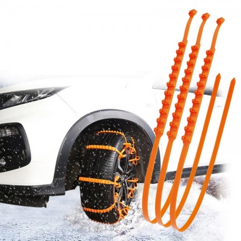 10Pcs Universal Anti-Skid Snow Chains for Car Tires - 93cm Nylon Cable Belt