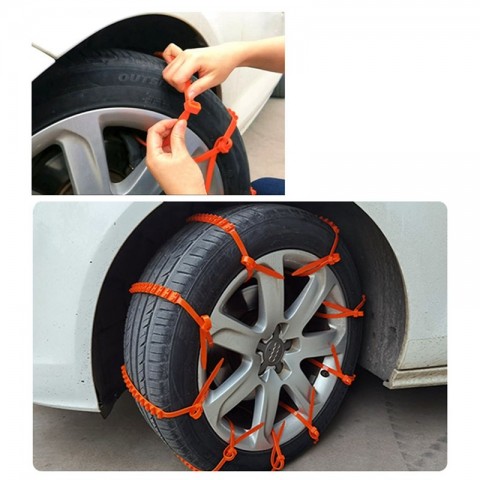 10Pcs Universal Anti-Skid Snow Chains for Car Tires - 93cm Nylon Cable Belt