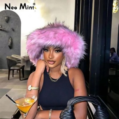 Haruku Women's Wide Brim Furry Pink Festival Hat - Y2K Winter Fashion