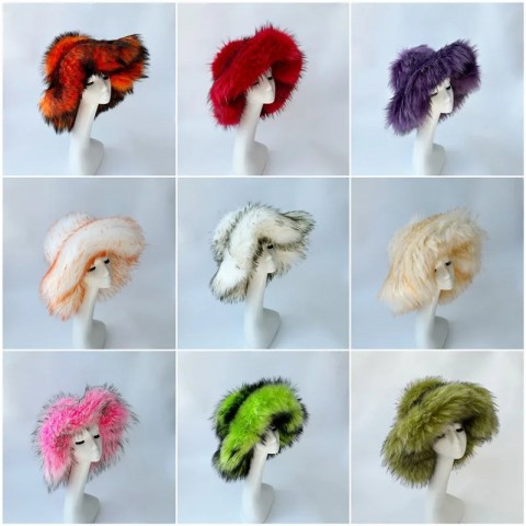 Haruku Women's Wide Brim Furry Pink Festival Hat - Y2K Winter Fashion