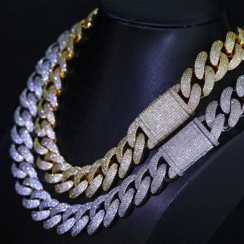 Bling Zircon Cuban Chain for Men - 20mm Width Big Bubble Necklace