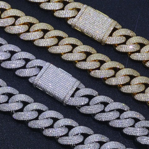 Bling Zircon Cuban Chain for Men - 20mm Width Big Bubble Necklace