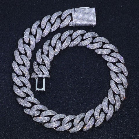 Bling Zircon Cuban Chain for Men - 20mm Width Big Bubble Necklace