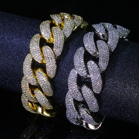 Bling Zircon Cuban Chain for Men - 20mm Width Big Bubble Necklace