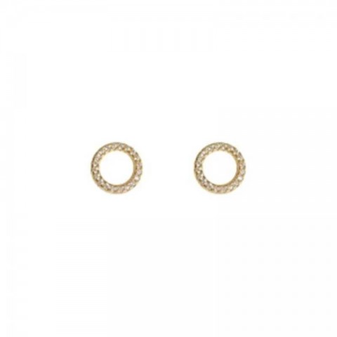 Fashion Minimalist Circle Stud Earrings with Crystal Cubic Zirconia for Women
