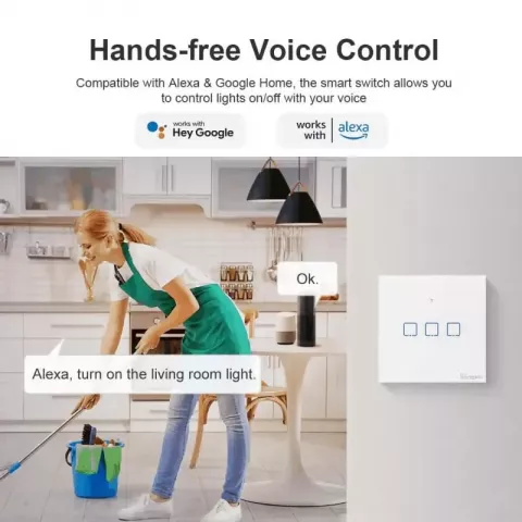 SONOFF EU/UK/US Smart Touch Wall Switch T0/T1/T2/T3, Wi-Fi Control, White/Black