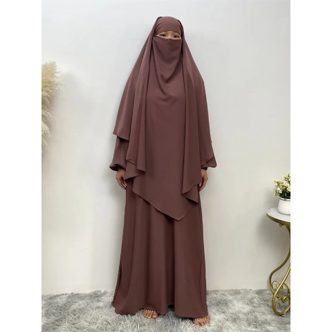 Middle Eastern Fashion Solid Lace Camouflage Khimar for Women