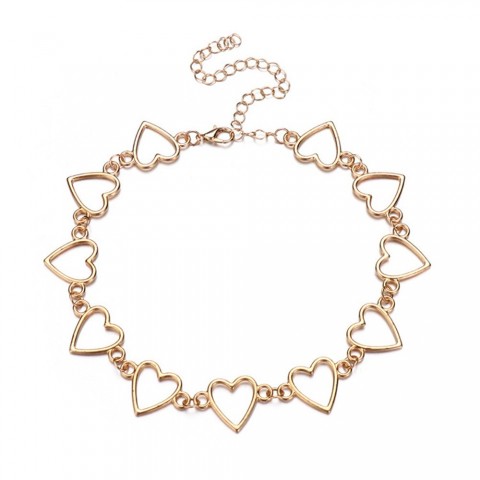 Wild Temperament Women's 18K Gold Plated Geometric Choker Necklace with Cubic Zirconia