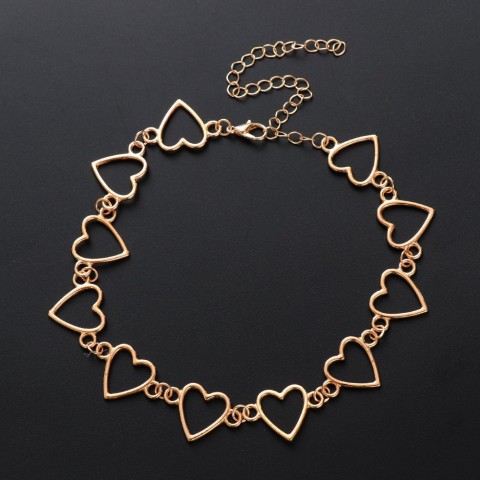 Wild Temperament Women's 18K Gold Plated Geometric Choker Necklace with Cubic Zirconia