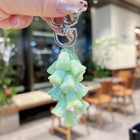 Colorful Lily Acrylic Keychain for Women - Charm Keyring with Crystal Pillar Design