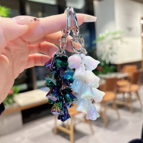 Colorful Lily Acrylic Keychain for Women - Charm Keyring with Crystal Pillar Design