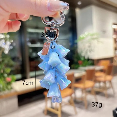 Colorful Lily Acrylic Keychain for Women - Charm Keyring with Crystal Pillar Design
