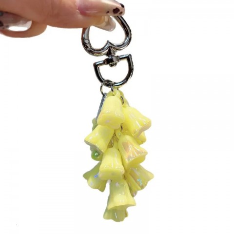 Colorful Lily Acrylic Keychain for Women - Charm Keyring with Crystal Pillar Design