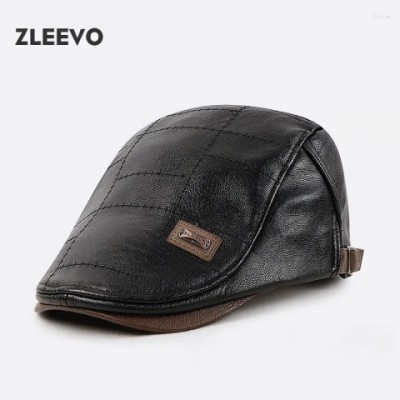 Men's Classic PU Leather Beret - Warm and Stylish Fashion Hat