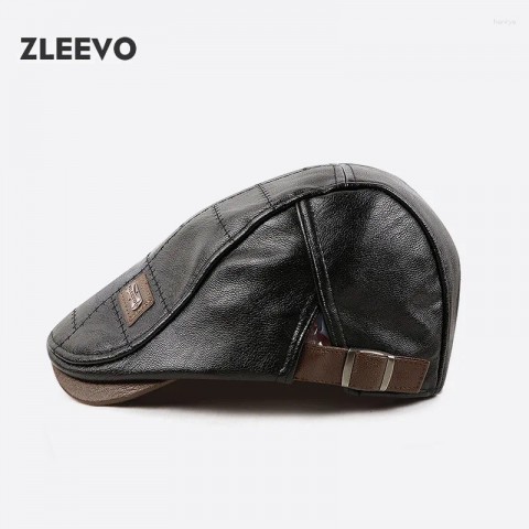 Men's Classic PU Leather Beret - Warm and Stylish Fashion Hat