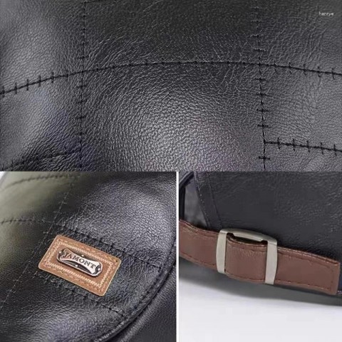 Men's Classic PU Leather Beret - Warm and Stylish Fashion Hat