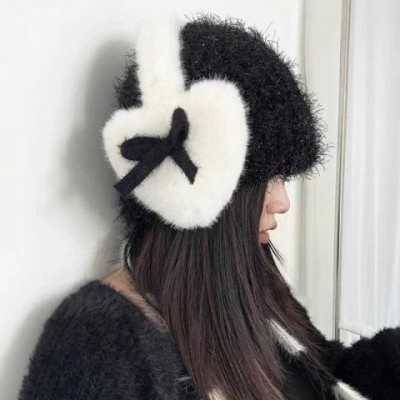 Fluffy Heart Bow Earrings for Girls - Warm & Stylish