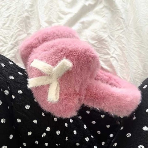 Fluffy Heart Bow Earrings for Girls - Warm & Stylish