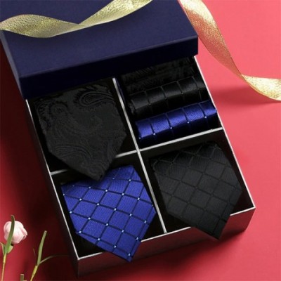 Premium Lavender Paisley Neck Ties Set for Men - 3 Pieces Gift Box