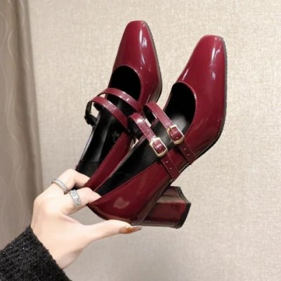 Comfortable 2025 Women's PU Patent Leather Square Toe Sandals