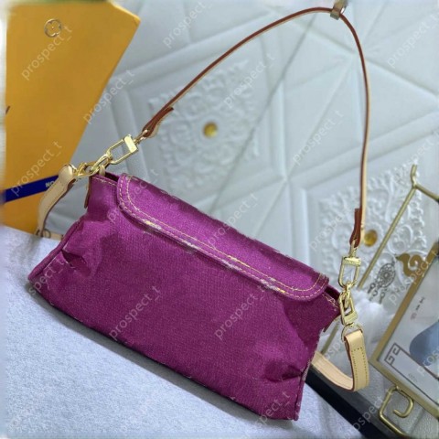 Blue Denim Flower Shoulder Bag for Women - Minimalist Design with Zipper Closure