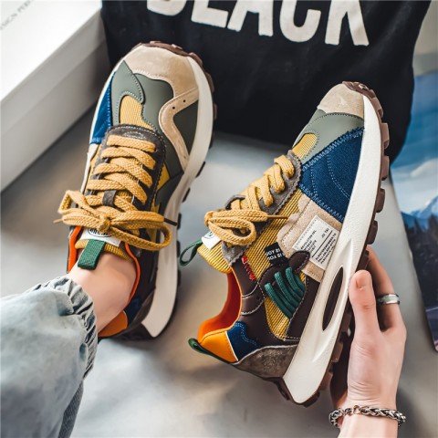 Free Shipping Unisex Thick Mesh Sneakers - Casual Lace-Up Outdoor Shoes Silver White Size 35-40