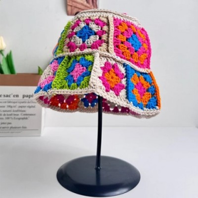 Handmade Crochet Bucket Hat - Stylish Autumn Winter Women's Flower Knit Bean Hat