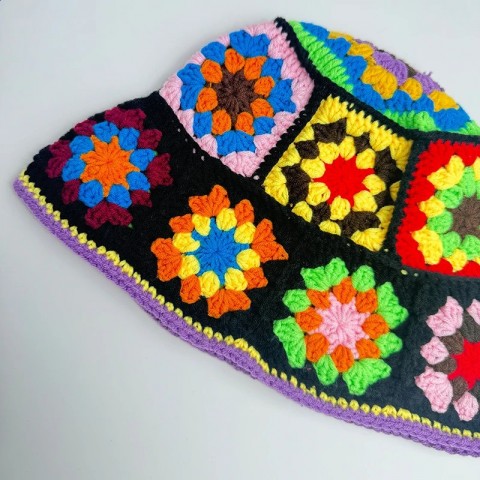 Handmade Crochet Bucket Hat - Stylish Autumn Winter Women's Flower Knit Bean Hat
