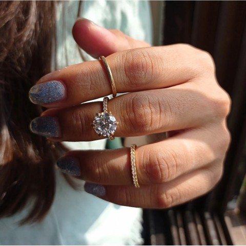 9.00MM Unisex Colorless Round Cut Moissanite Bridal Set, Sterling Silver with 18K Gold Plated