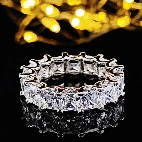 Eternity Couple Rings with Red Moonstone - Women's Classic White Gold Band