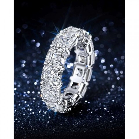 Eternity Couple Rings with Red Moonstone - Women's Classic White Gold Band