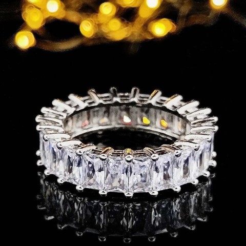 Eternity Couple Rings with Red Moonstone - Women's Classic White Gold Band