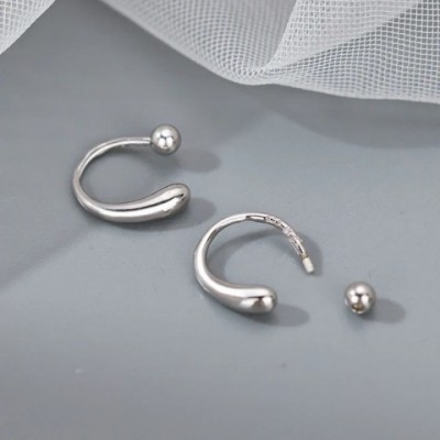 PONYKISS Women's Trendy Minimalist 925 Sterling Silver Stud Earrings with Water Drop Design