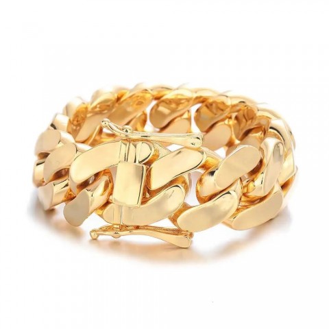Mens Heavy Brass Cuban Link Bracelet Chunky Hip Hop Jewelry Gift 250328