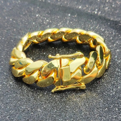 Mens Heavy Brass Cuban Link Bracelet Chunky Hip Hop Jewelry Gift 250328