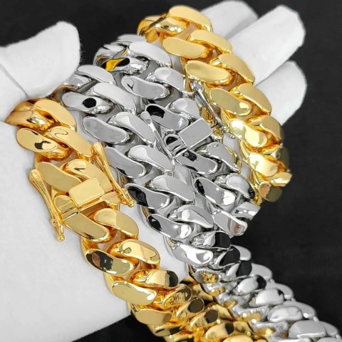 Mens Heavy Brass Cuban Link Bracelet Chunky Hip Hop Jewelry Gift 250328