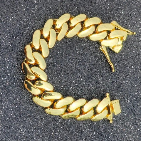 Mens Heavy Brass Cuban Link Bracelet Chunky Hip Hop Jewelry Gift 250328