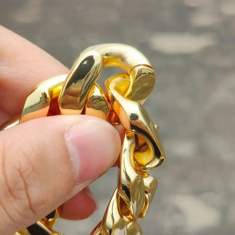 Mens Heavy Brass Cuban Link Bracelet Chunky Hip Hop Jewelry Gift 250328