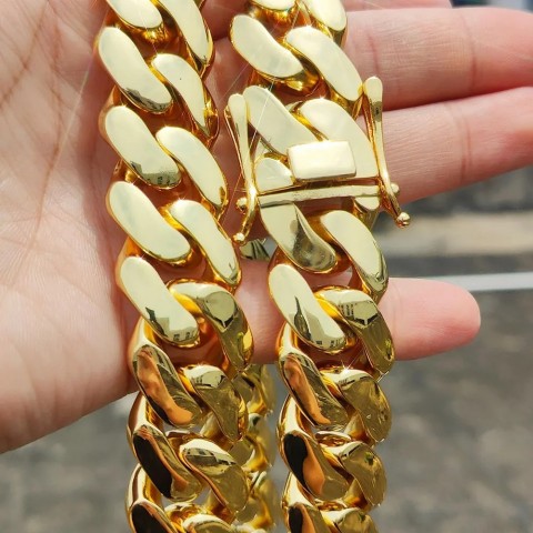 Mens Heavy Brass Cuban Link Bracelet Chunky Hip Hop Jewelry Gift 250328