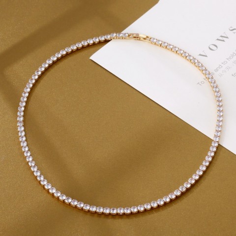 Iced Out Bling Moissanite Pendant Necklace for Women - 925 Silver Tennis Chain